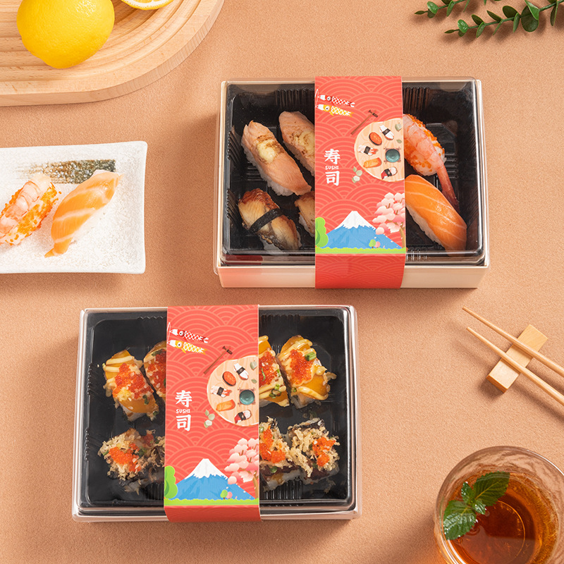 高档寿司包装盒一次性木质纸质刺身打包盒长方形日式料理海鲜餐盒