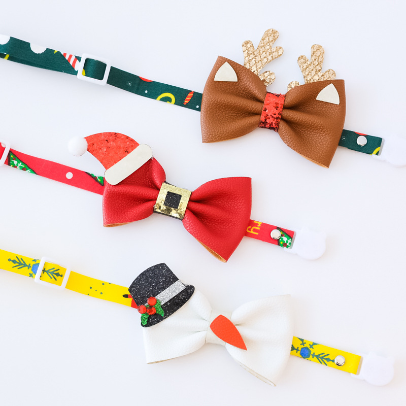 宠物圣诞节日项圈特价跨境亚马逊小猫咪狗铃铛安全扣领结英伦饰品