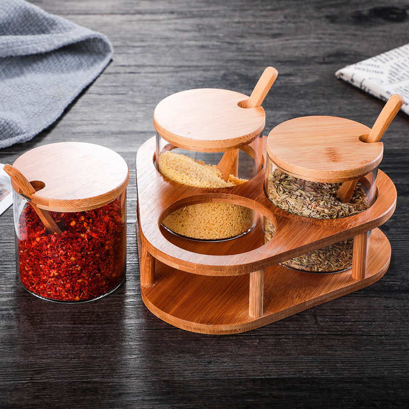 Seasoning Box Seasoning Combination Suit Kitchen Household Seasoning Jar Glass Seasoning Jar Glass Salt Jar Seasoning Storage