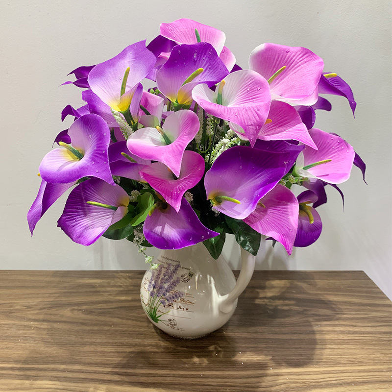 14叉马蹄莲节假日装饰绢花仿真观音莲婚礼婚庆路引花水芋厂家批发