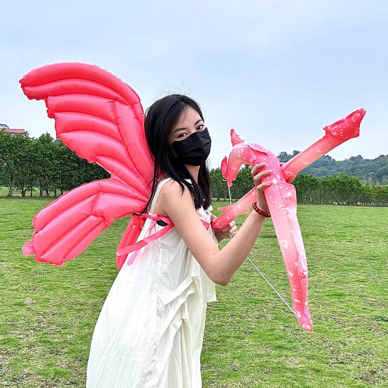 蝴蝶翅膀弓箭铝膜气球小仙女拍照道具六一儿童节公园摆摊气球玩具