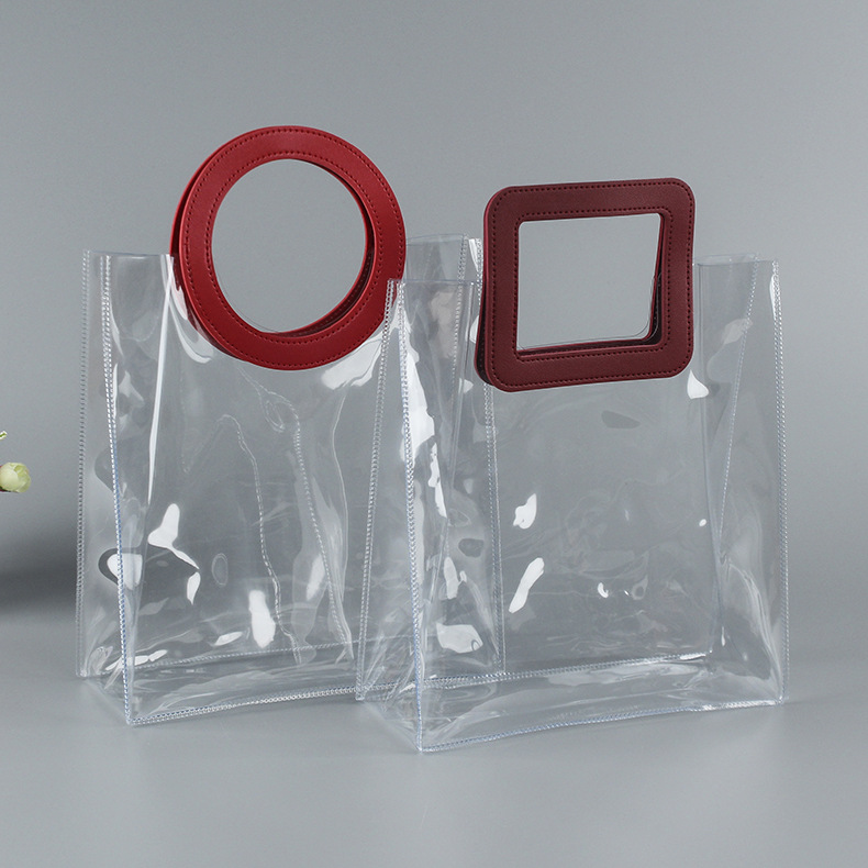 现货pet透明袋结婚喜糖袋pvc伴手礼袋粽子礼品袋圆柄方柄袋子