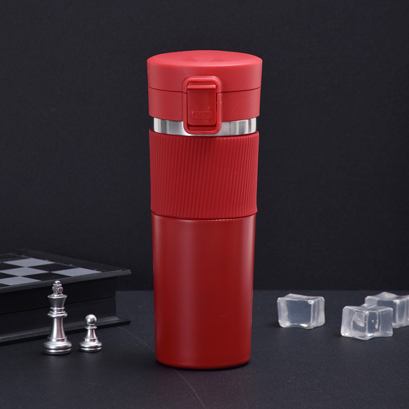 Vacuum 304 Stainless Steel Vacuum Cup Portable Outdoor Sports Bullet Cup Cup with Silicone Sleeve Anti-Scald Coffee Cup Lot