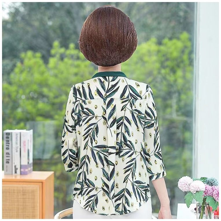 Live Broadcast Same Style 2023 Summer New Thin Fashion Color Middle-Aged Mom Shirt Half-Length Sleeve Underwear Blouse