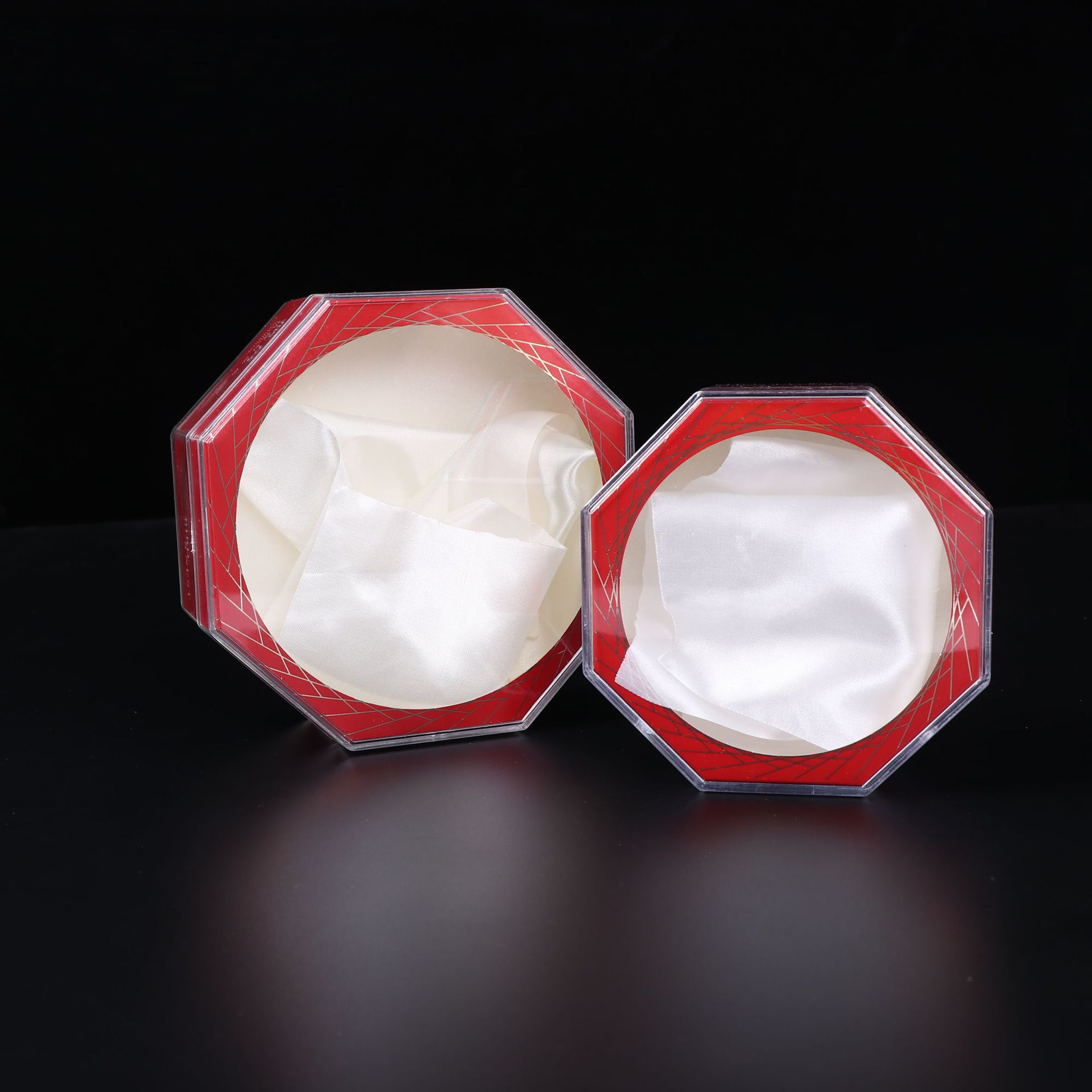 红色加厚燕窝包装盒透明亚克力锁扣圆盒燕窝内盒溯源码燕窝圆内盒