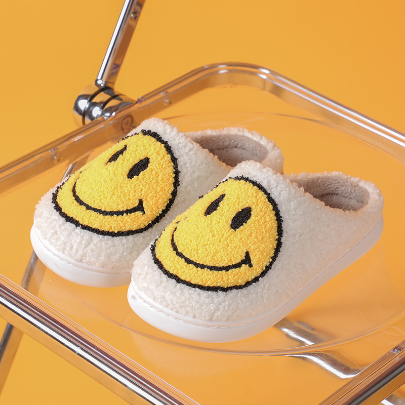 new smiley face korean style autumn and winter men and women couple cotton slippers indoor home cute cartoon slippers customized