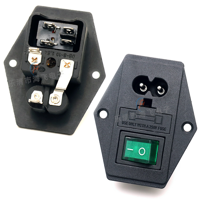 ac-01a电源插座三合一带开关保险丝8字公座八字形型带耳固定