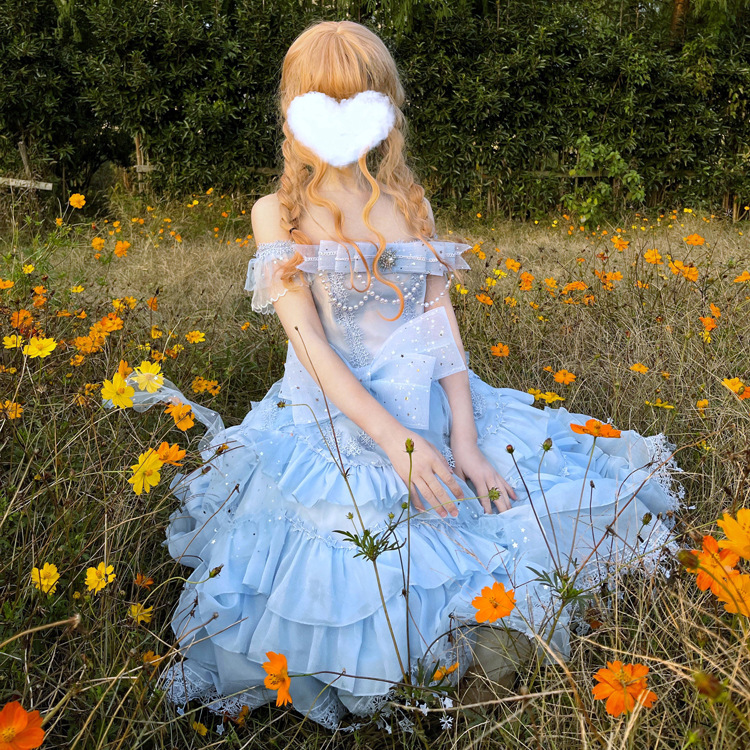 现货 雪花jsk 吊带洛丽花嫁重工雪lolita花嫁裙花边cla系优雅lo裙