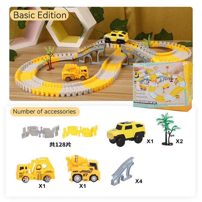 Cross-Border Toys for DIY Electric Track Toy Car Engineering Car Children's Educational Toys Rail Car Small Train