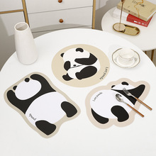 新中式复古手绘餐桌垫小熊猫西餐垫防水防油小餐垫隔热餐盘碗垫