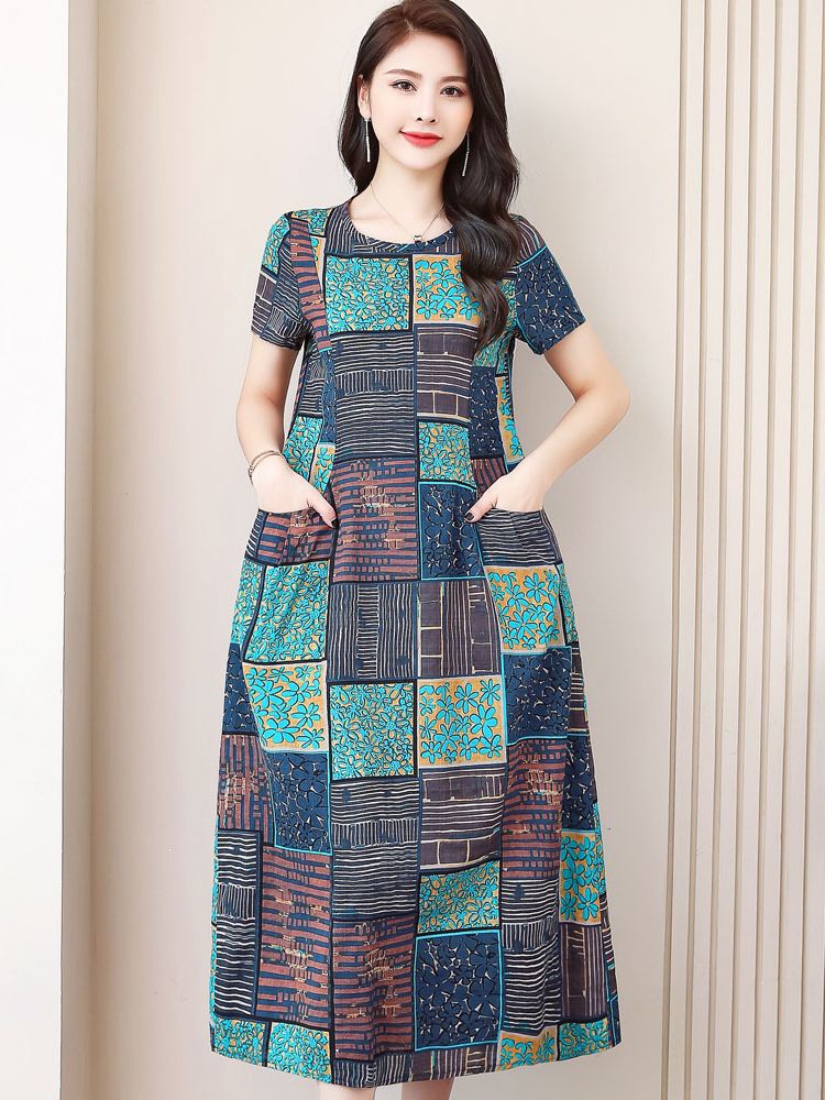 棉绸宽松连衣裙夏