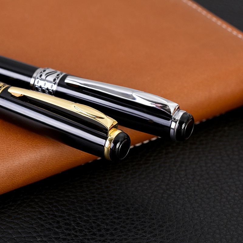 新款黑色雕花金属钢笔浮雕书法练字钢笔可印刷logo水性笔 礼品笔