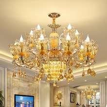 客厅吊灯欧式水晶灯2024年新款LED奢华餐厅灯别墅主大厅玉石灯具