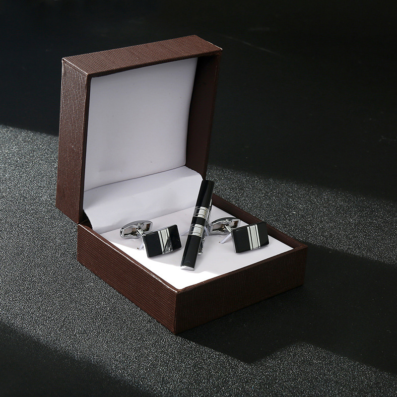 square french shirt cufflink box tie clip display gift box three-piece cufflinks neckline clip box cuff-link box