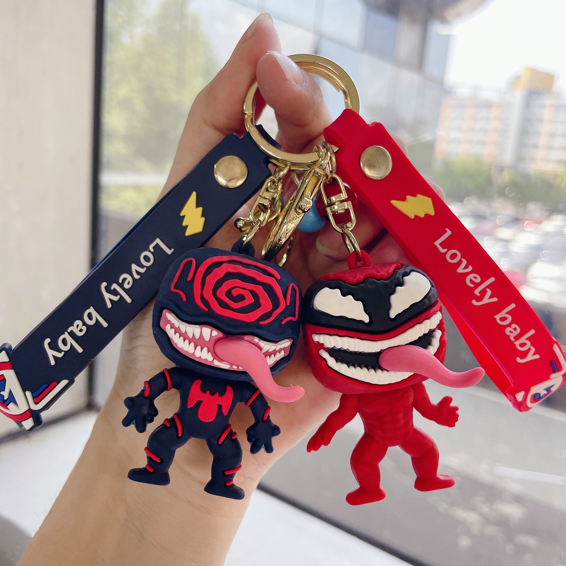 New Foreign Trade Super Hero Transformation Poison Keychain Fashion Personalized Backpack Automobile Hanging Ornament Small Jewelry Wholesale