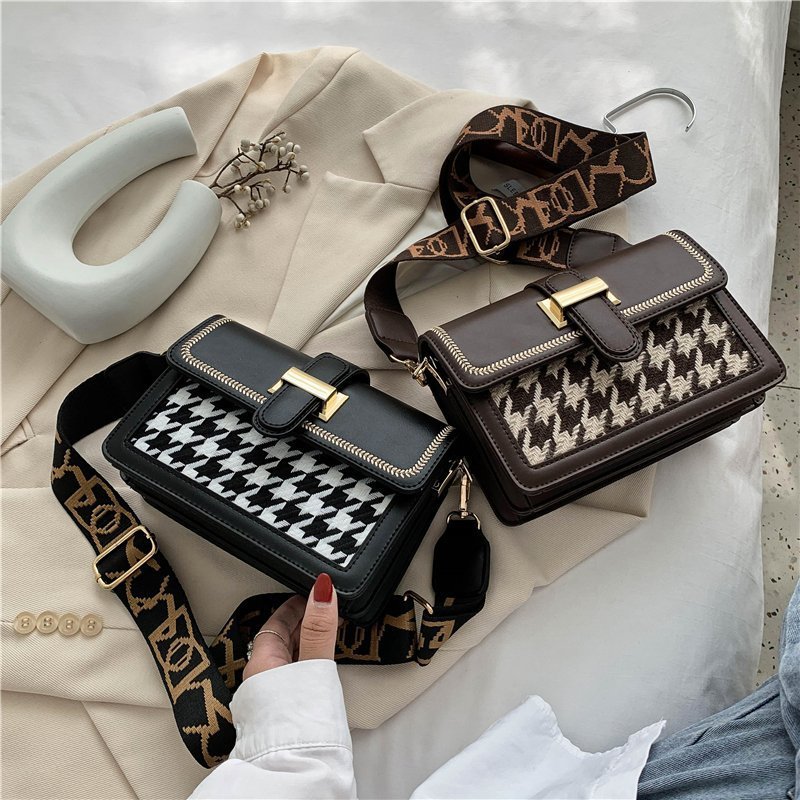 2023 Popular Women's Bags New Fashion Trendy Houndstooth Small Square Bag Western Style Leisure All-Match Shoulder Messenger Bag