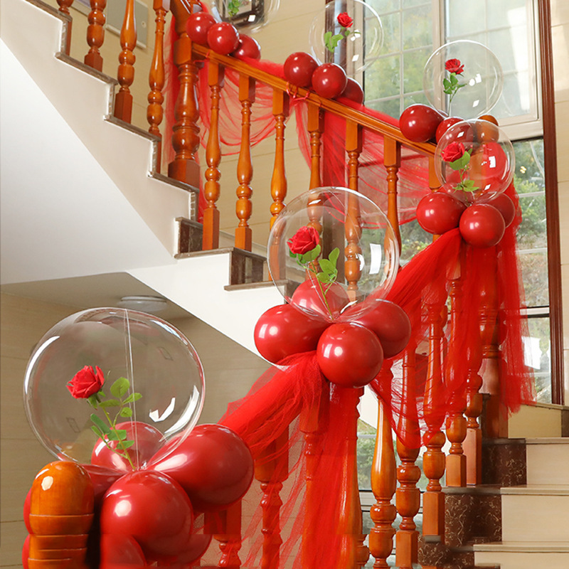 New Wedding Stair Handrail Voile Decoration Wedding Supplies Latte Art Wedding Room Layout Balloon Set Romantic and Creative