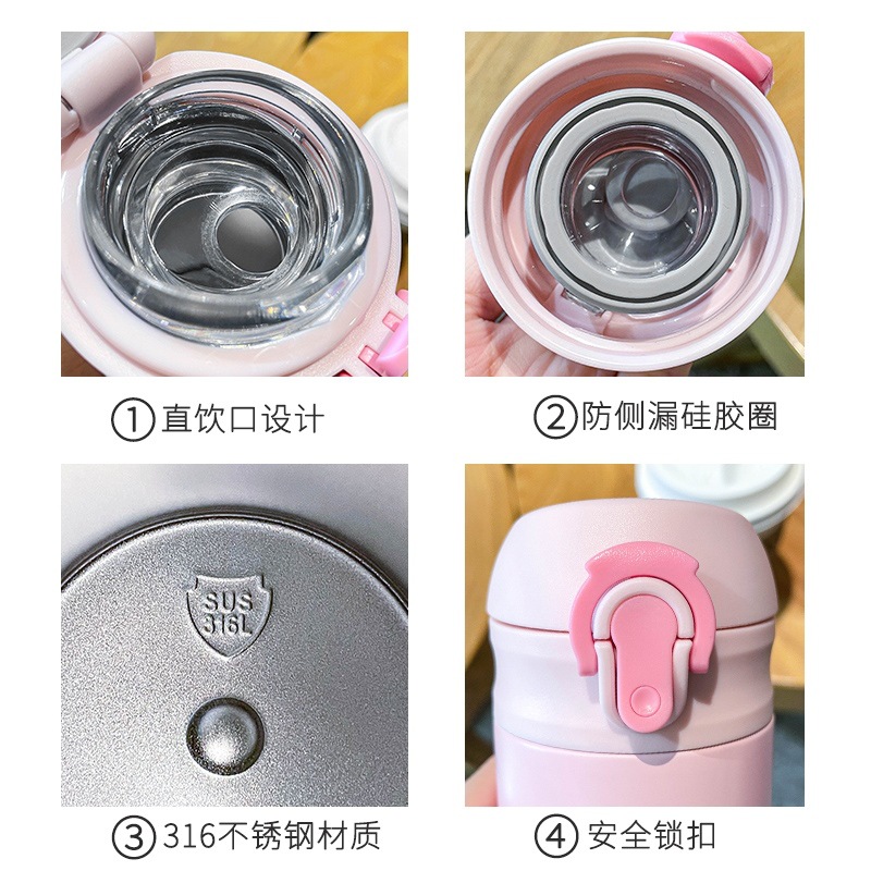 Vacuum Cup for Girls Good-looking Hellokitty Water Cup Hello Kitty Student Bounce Cover Direct Drink Cup Cute Portable