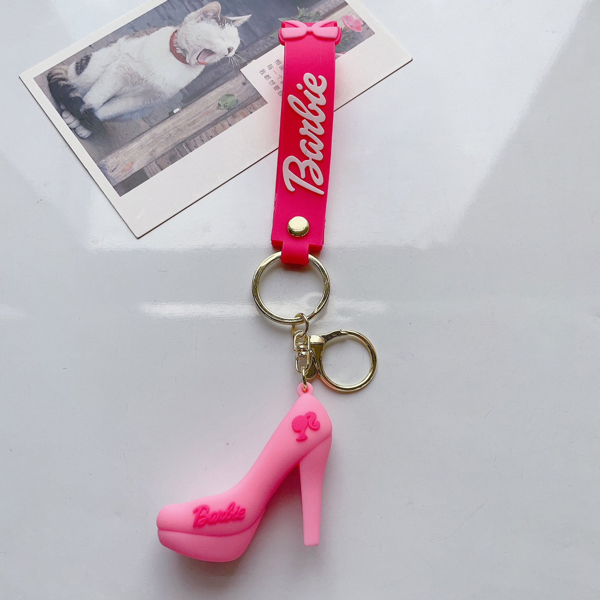 New Cross-Border Hot Selling Pink Barbie Keychain Cartoon Barbie Baby Doll Delicate Girl Schoolbag Pendant