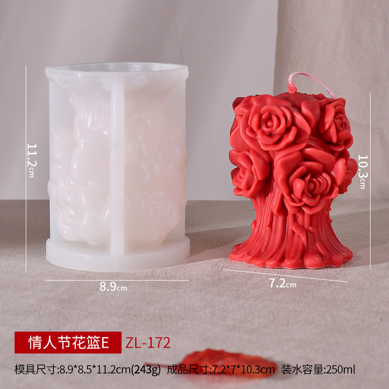 Flower Column Aromatherapy Candle Silicone Mold Diy Handmade Wedding Gift Aromatherapy Fragrant Stone Abrasive Tool