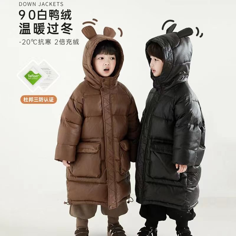 反季促销羽绒服男童新款过膝中长款加厚宝宝休闲网红