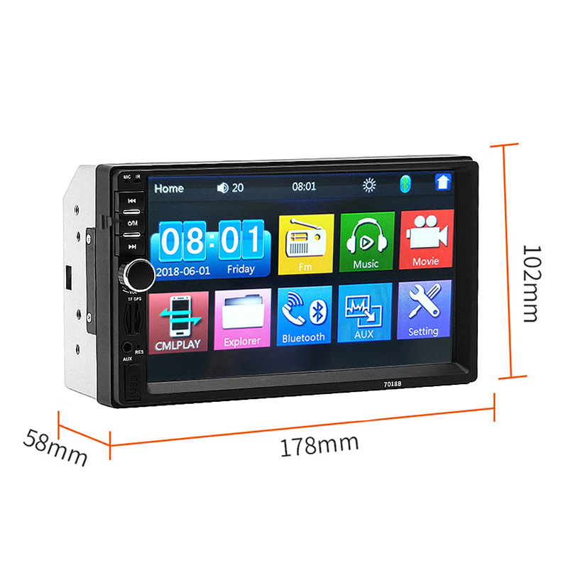 7-Inch Large Screen Car MP5 Player Vehicle-Mounted Bluetooth Handsfree Radio MP3 Reversing 7010/7018/7012