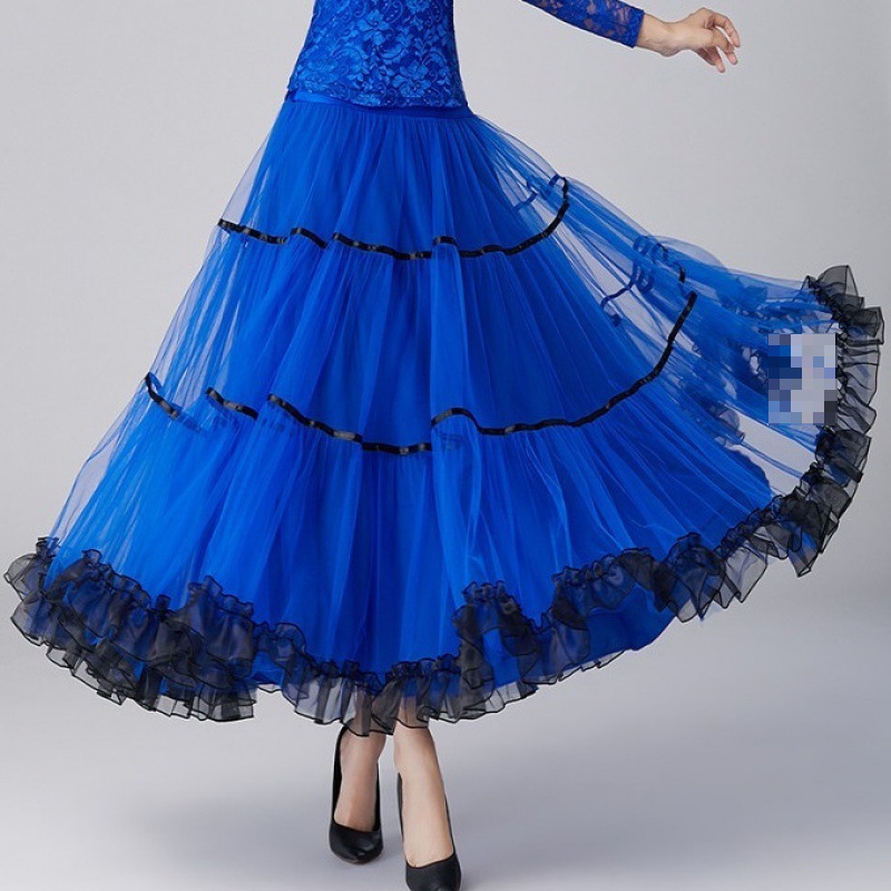 半身裙长裙舞裙新款广场舞华尔兹舞交谊舞国标舞网纱裙大摆裙