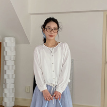 杜小宅白云衫。防晒抽绳开衫女春夏新款长袖纯色休闲上衣圆领外套