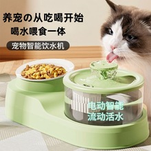 新款宠物饮水机一体双碗猫咪干湿粮分离自动饮水喂食器猫碗喂食器