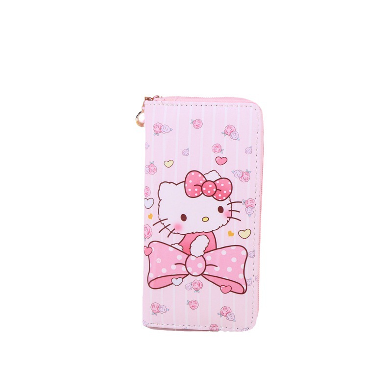 Cross-Border Supply Single Double Pull Trend Creative Cartoon Cat Zipper Women's Student Wallet Sanrio Foreign Trade