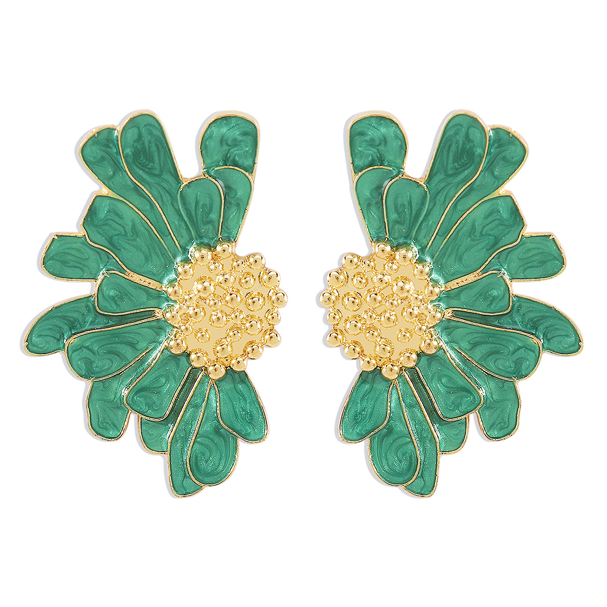 E8418 Foreign Trade New Earrings European and American Retro Alloy Flower Earrings Women's Elegant Pattern Flower Earrings