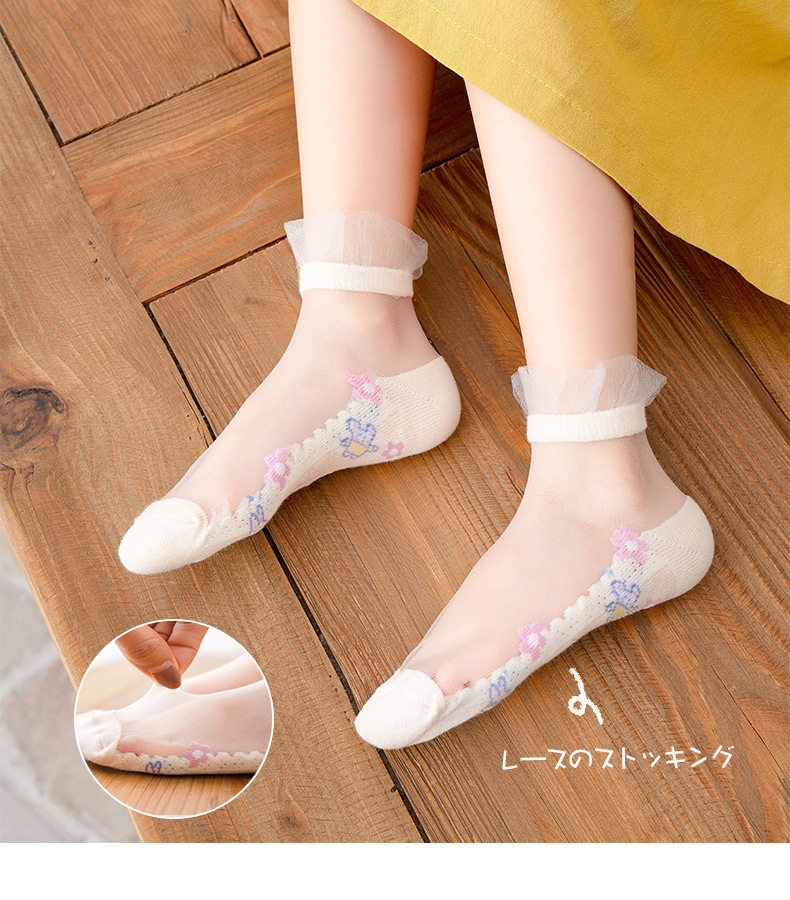 儿童袜子夏季薄款透气卡通网眼男童女童水晶丝袜宝宝短筒玻璃丝袜