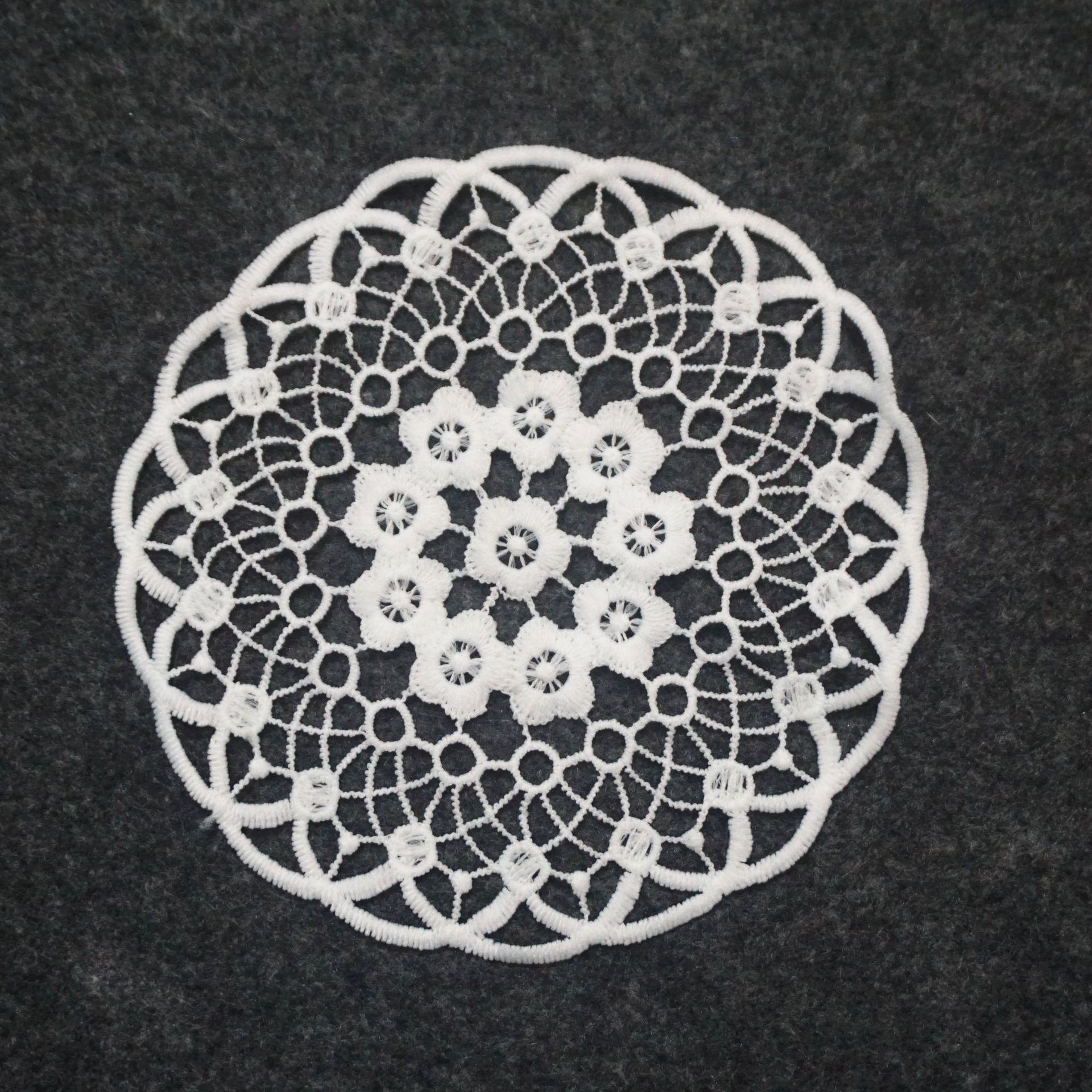 工厂现货水溶花边牛奶丝圆花个diy贴花服装辅料 杯垫刺绣花片镂空