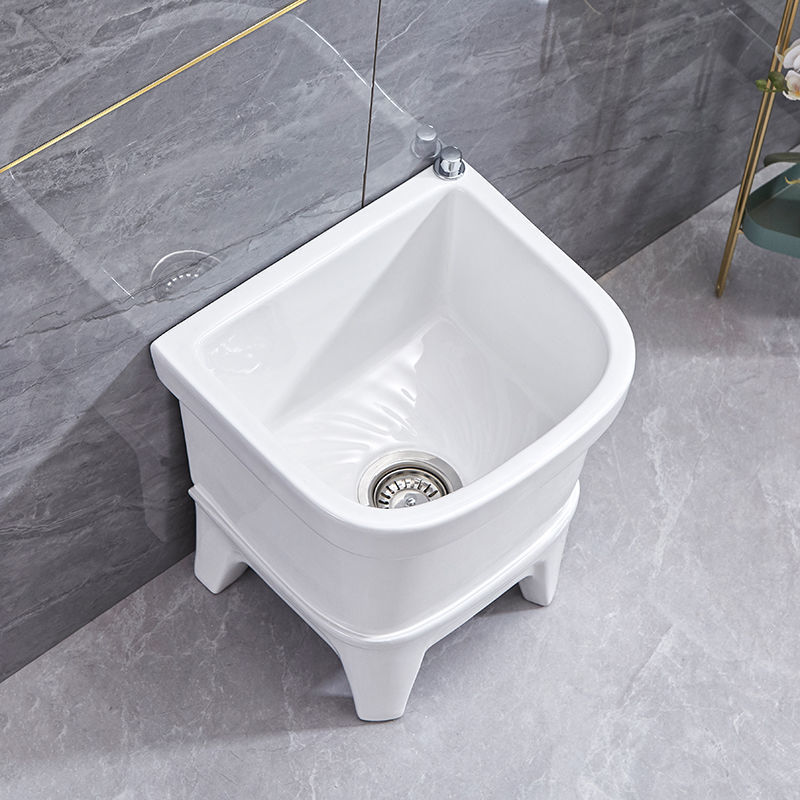 拖布池洗拖把池家用阳台卫生间一体式小号洗落地式高脚陶瓷墩布池