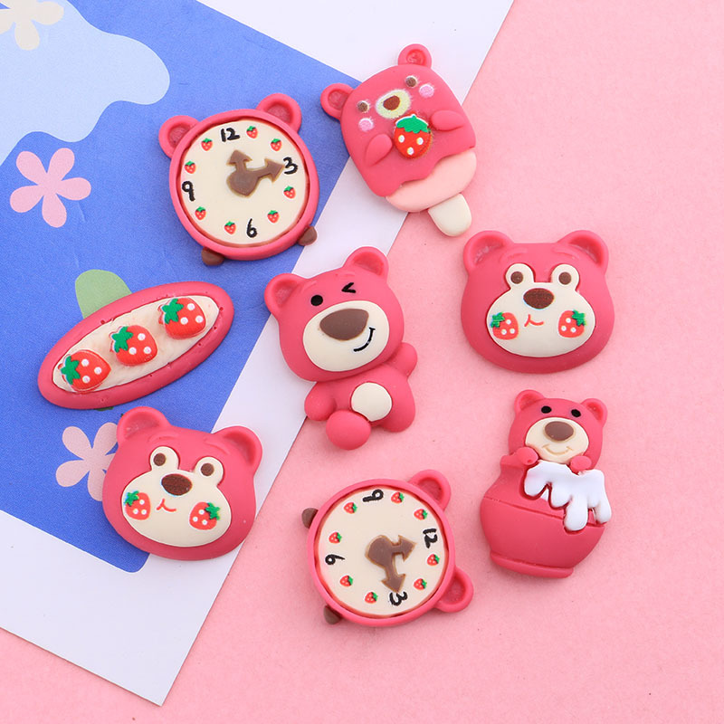 Strawberry Bear Cartoon Unique DIY Cute Phone Case Resin Accessories Material Decoration Website Red Barrettes Head Rope Wholesale