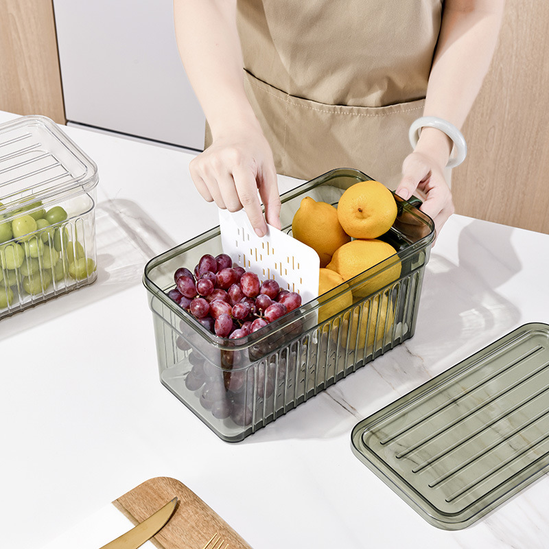 Refrigerator Handle Storage Crisper Rectangular Household Fruit and Vegetable Storage Box Food Grade Organize Fantastic Storage Box