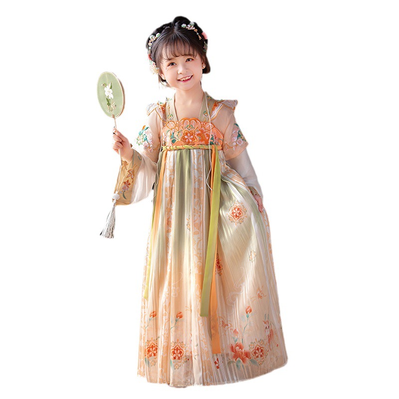 Girls' Han Chinese Costume 2023 Autumn and Winter New Children's Ancient Costume Baby Embroidery Dress Chinese Style Jacket and Dress Tang Suit Wholesale