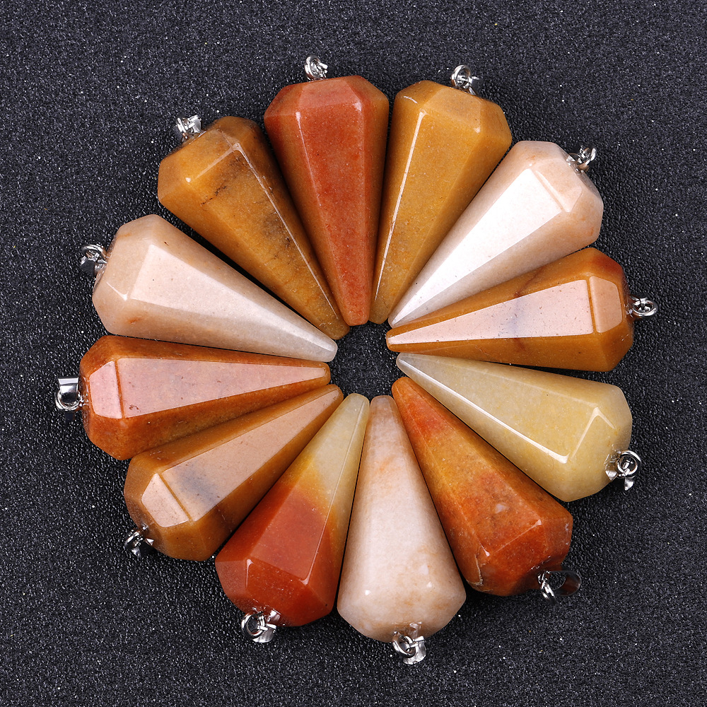 紫水晶白水晶六角锥吊坠金字塔灵摆欧美跨境亚马逊流行首饰品