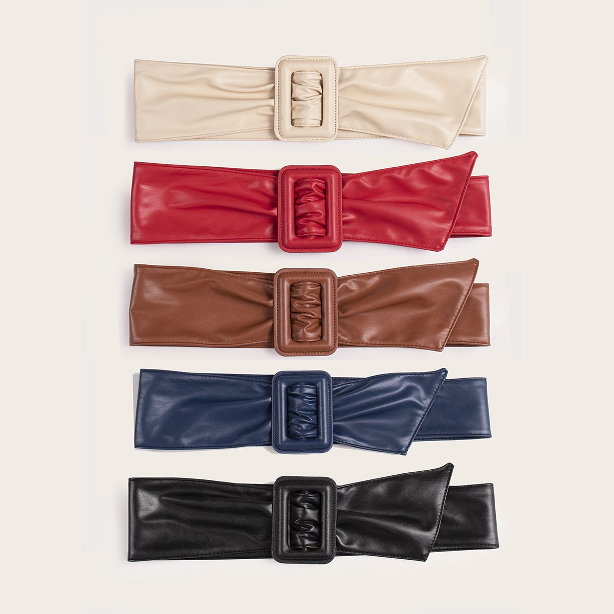 new cross-border square large bag buckle high-grade soft double-sided ribbon imitation leather atmospheric women super wide soft waist seal