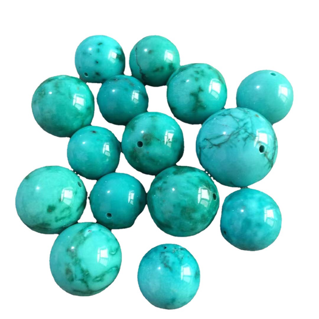 绿松石菱镁矿原矿绿松石蒙古松石二代湖北松石光珠圆珠老桶型散珠