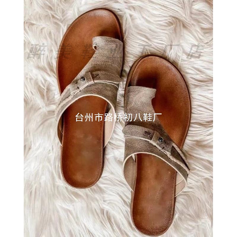 现货2021外贸拖鞋时尚休闲新款平底欧美夏季跨境女凉拖夹指女鞋