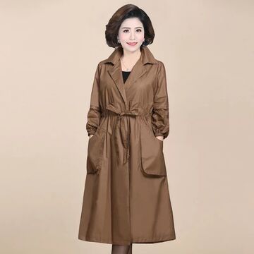 中老年女装风衣女春秋大码百搭长款妈妈装新款外套上衣-阿里巴巴
