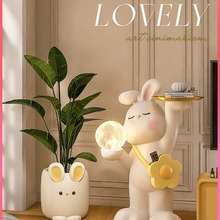 兔子客厅落地摆件奶油风花瓶电视柜室内沙发旁边可爱花盆仿真绿植