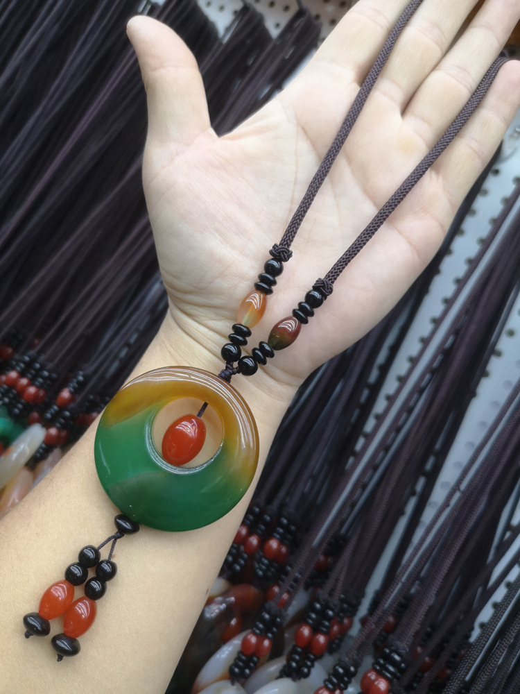 351 Agate Necklace Sweater Chain Tibet Beads Ran Stone Retro Ethnic Style Long Thick Rope Jade Safety Knot Live Broadcast