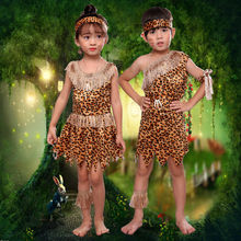 野人服装儿童印第安酋长服装疯狂原始人后羿服装幼儿非洲鼓演出服
