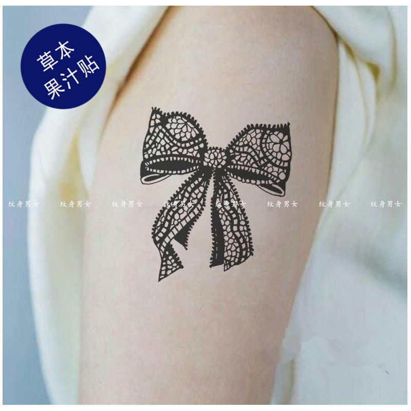 草本果汁蕾丝蝴蝶结纹身贴少女大腿锁骨前胸甜美防水持久