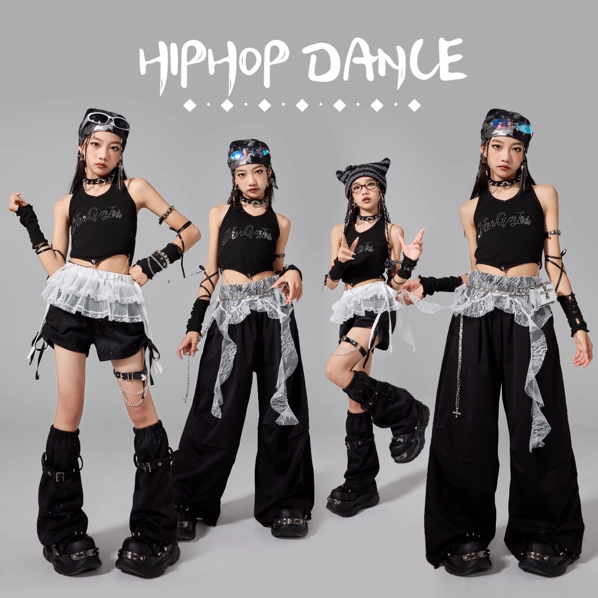 女童爵士舞服装潮酷时髦模特走秀街舞潮服儿童演出服舞蹈服表演服