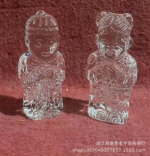 水晶殡葬用品 陪葬品 随葬品 水晶透明白色童男女 厂家直销