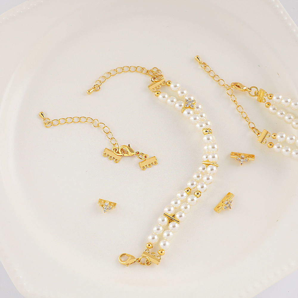 18k真金双排扣挂龙虾扣项链延长链diy珍珠项链延长链万能水滴尾链