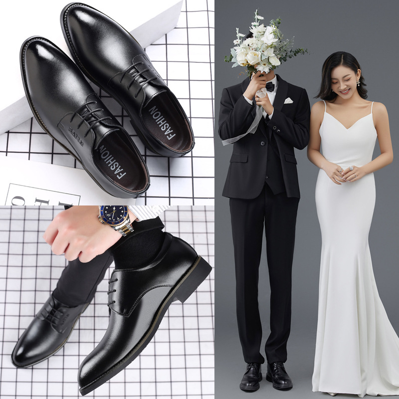 2022新郎结婚礼鞋韩版英伦内增高春天商务休闲皮鞋男士西装鞋伴郎